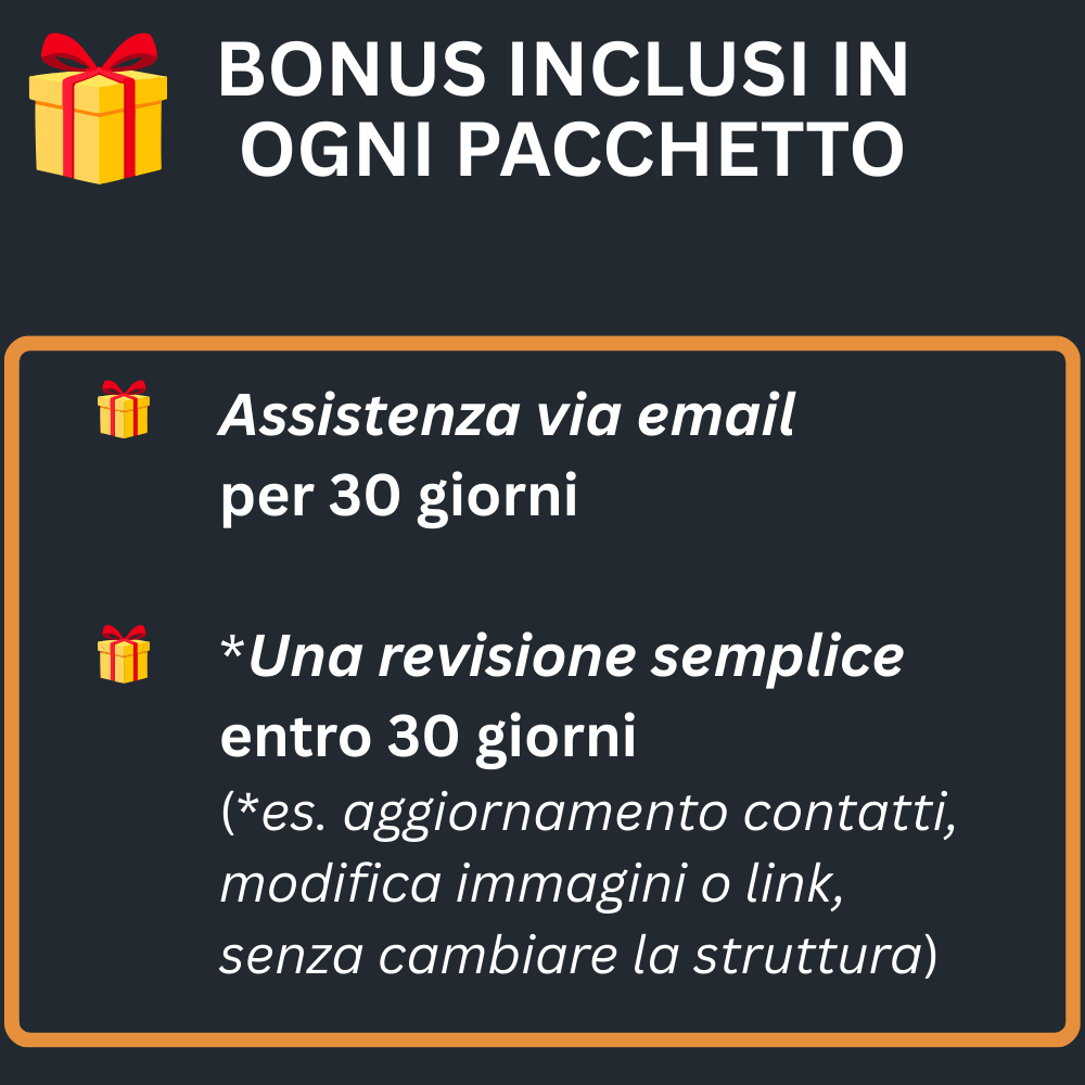 BONUS inclusi in ogni pacchetto