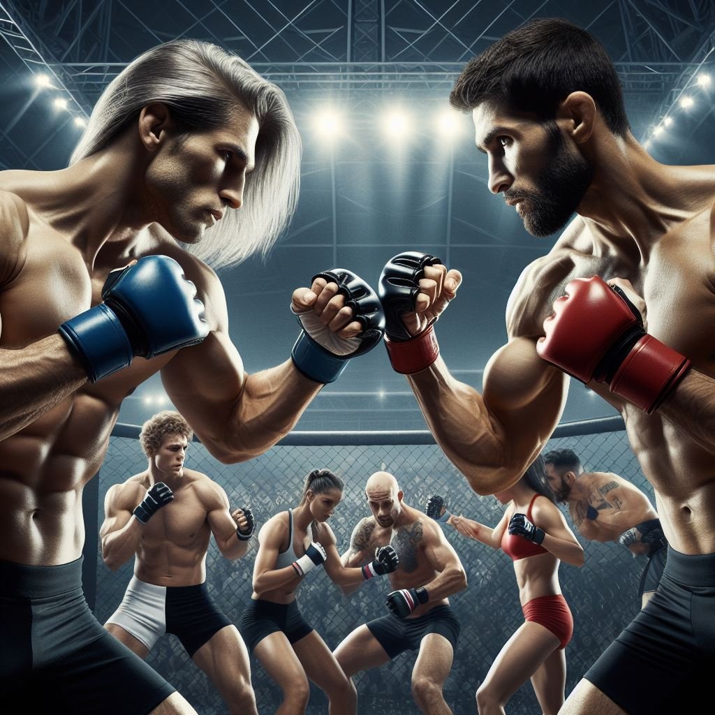 Atleti fight che combattono in gabbia