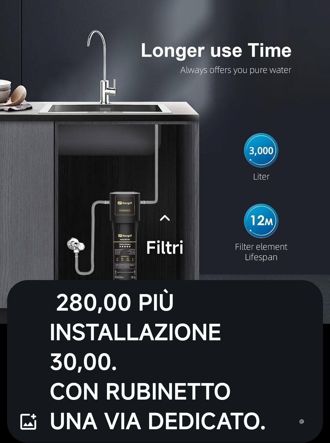 280,00€ + 30,00 INSTALLAZIONE