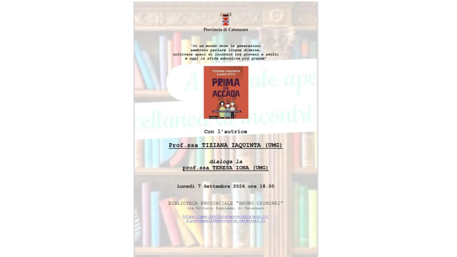 Presentazione del libro "Prima che accada"