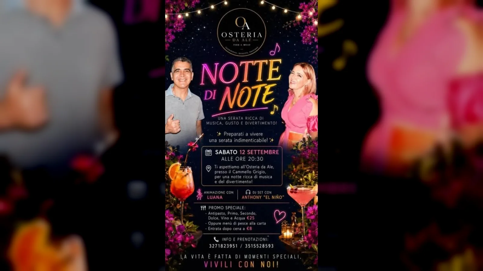 APPUNTAMENTO DA NON PERDERE ALL'OSTERIA DA ALE! 