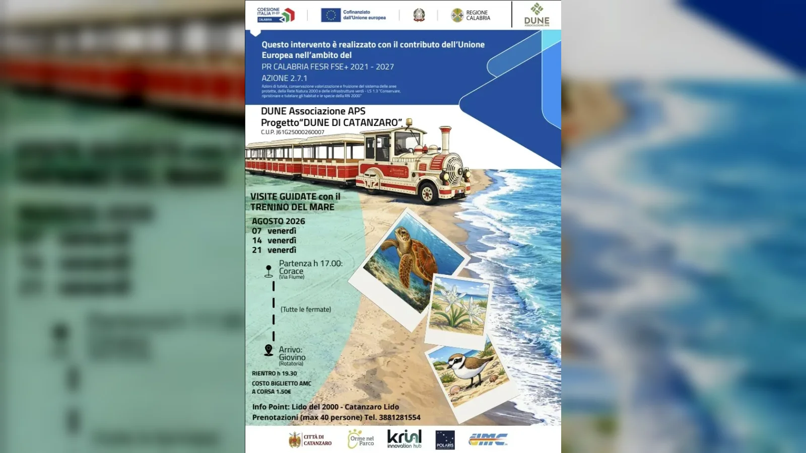 Visita le dune di Giovino con il trenino del mare!
